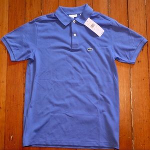 Blue Lacoste pique collared shirt